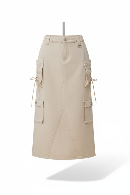 Jupe Jean Beige Cargo Décontractée Urbaine