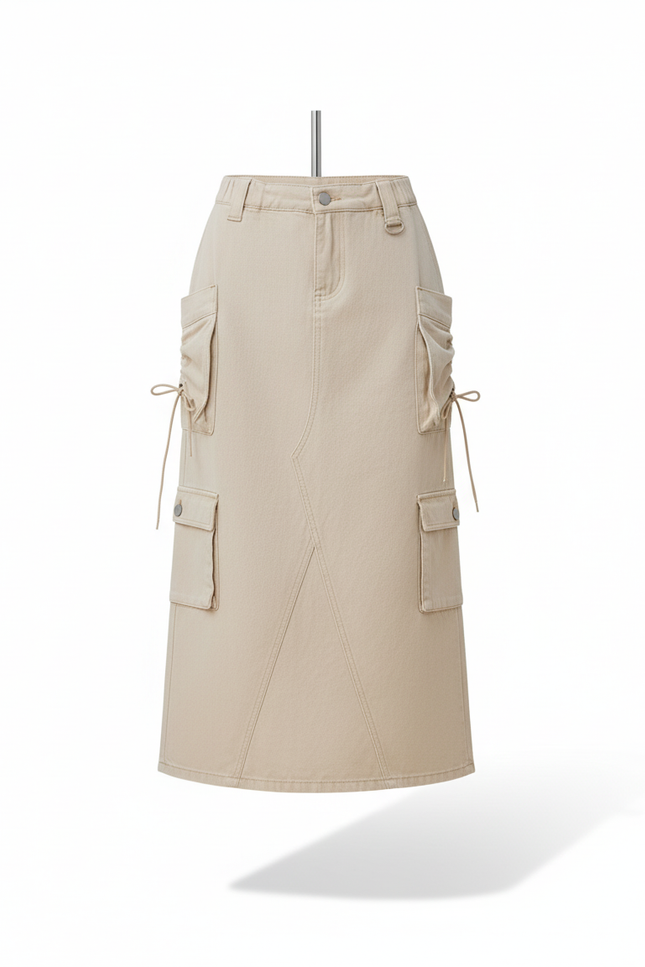 Jupe Jean Beige Cargo Décontractée Urbaine