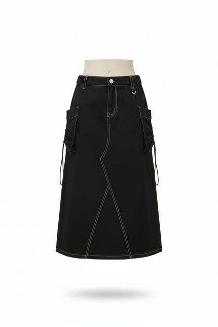 Jupe Jean Noire Cargo Décontractée Stylée