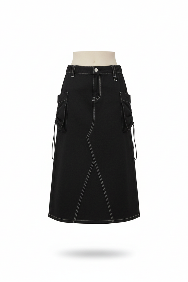 Jupe Jean Noire Cargo Décontractée Stylée