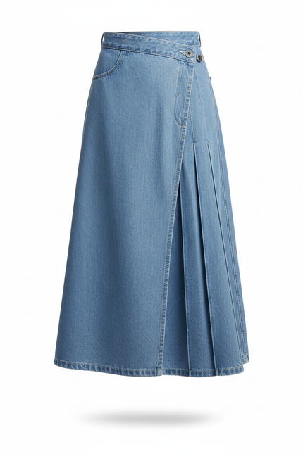 Jupe Jean Bleue Irrégulière Plissée
