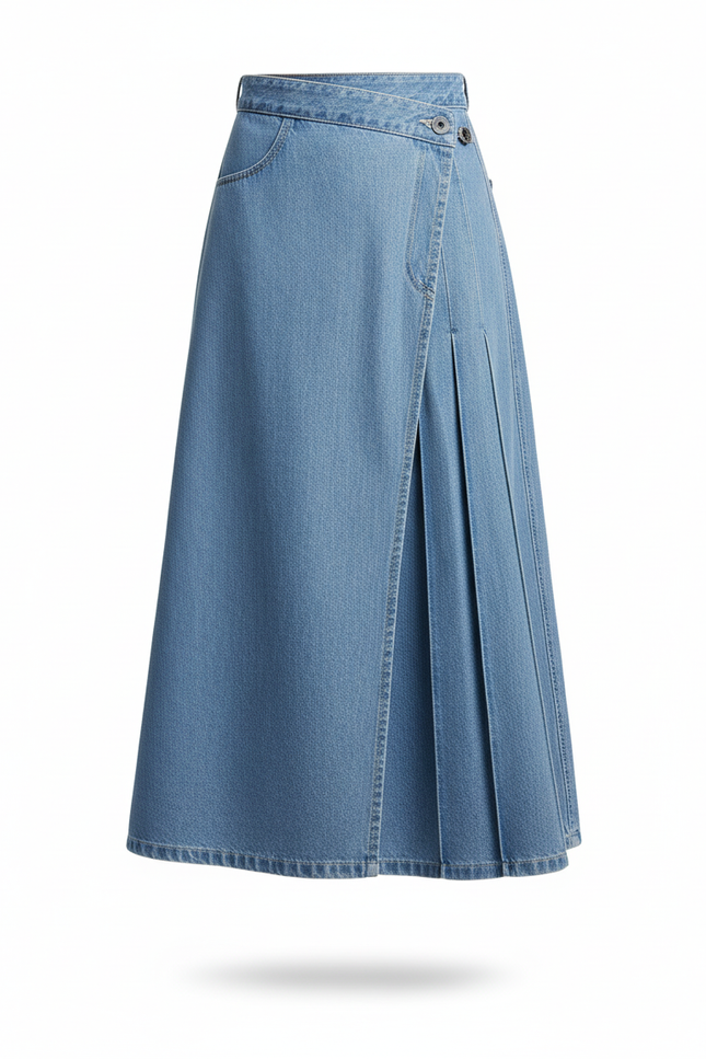 Jupe Jean Bleue Irrégulière Plissée