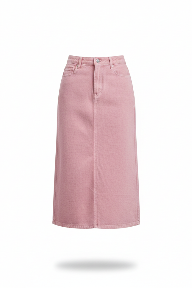 Jupe Jean Rose Taille Haute Chic