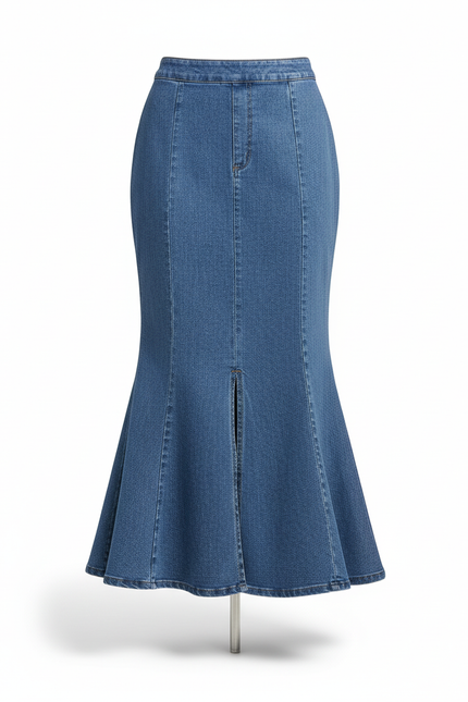 Jupe En Jean Longue Fendue Arriere