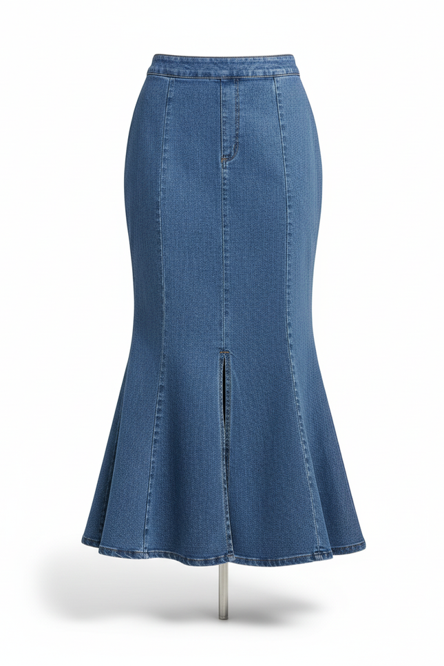 Jupe En Jean Longue Fendue Arriere