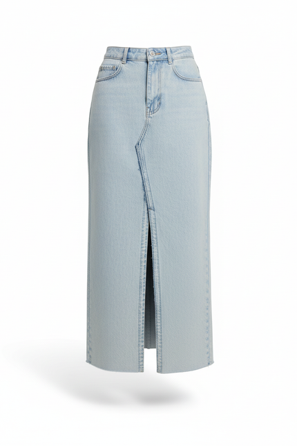 Jupe Jean Bleu Clair Fente Avant Chic