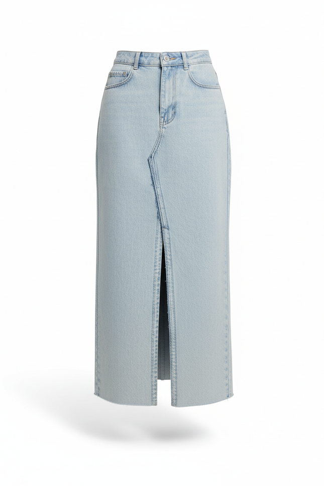 Jupe Jean Bleu Clair Fente Avant Chic