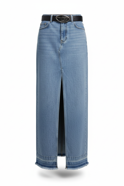 Jupe Jean Bords Effilochés Fente Décontractée