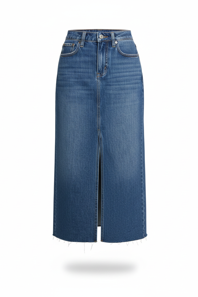 Jupe Jean Fendue Midi Chic Élancée