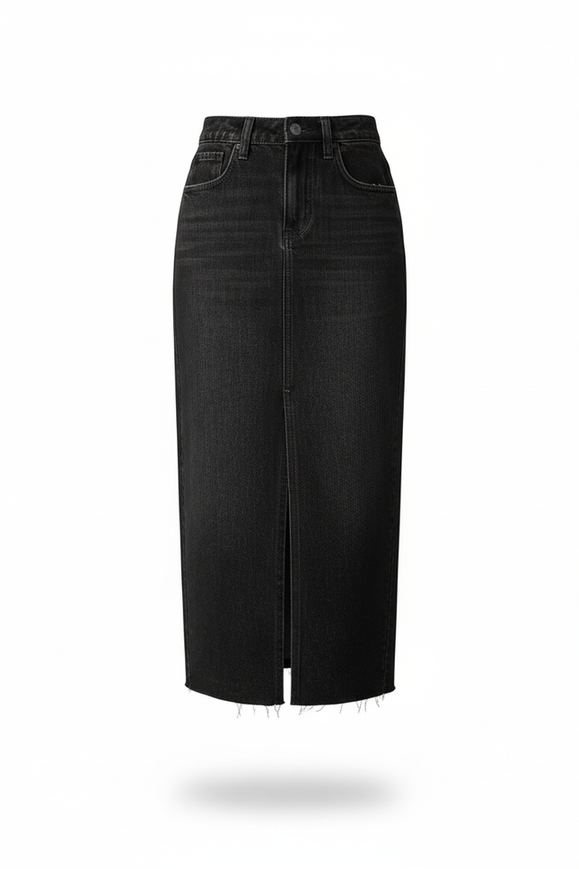 Jupe Jean Noire Fendue Chic Sobre
