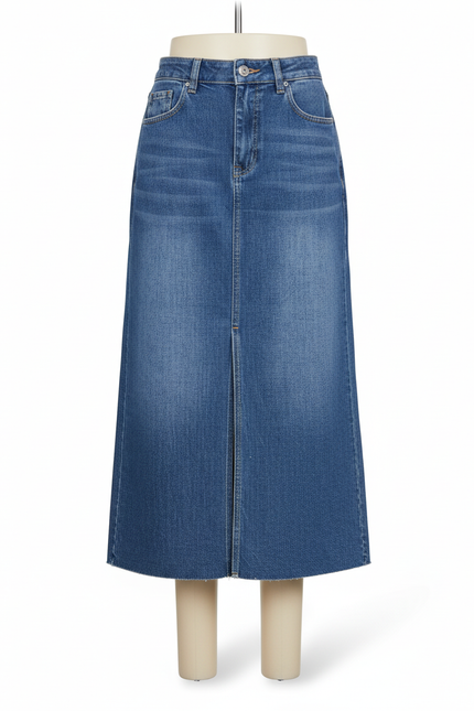 Jupe Jean Taille Haute Fendue Décontractée