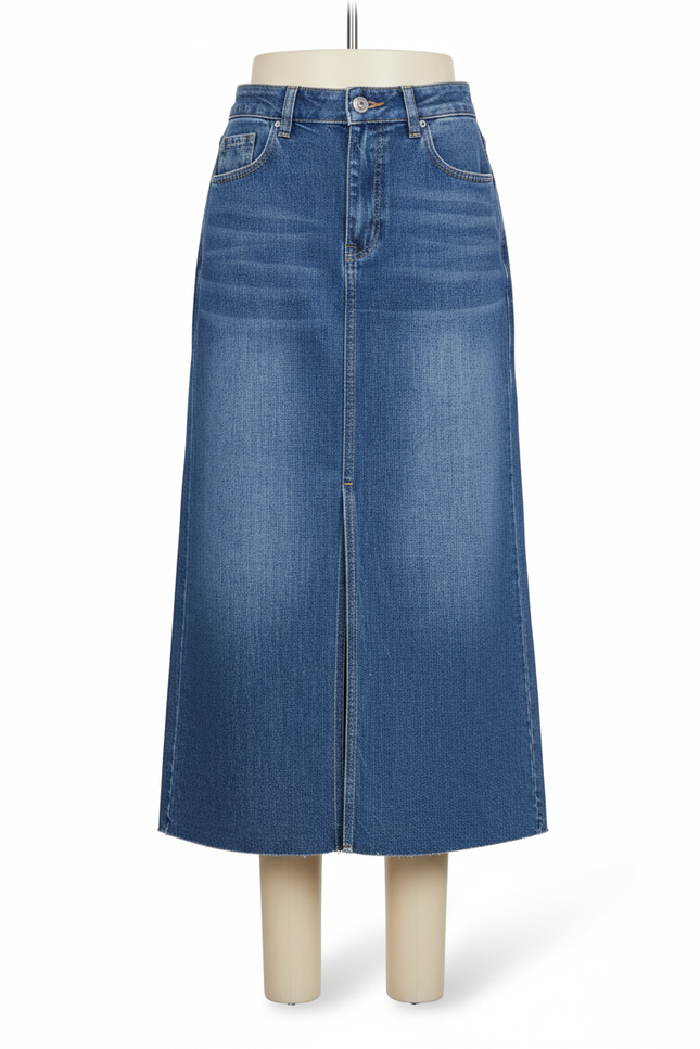 Jupe Jean Taille Haute Fendue Décontractée