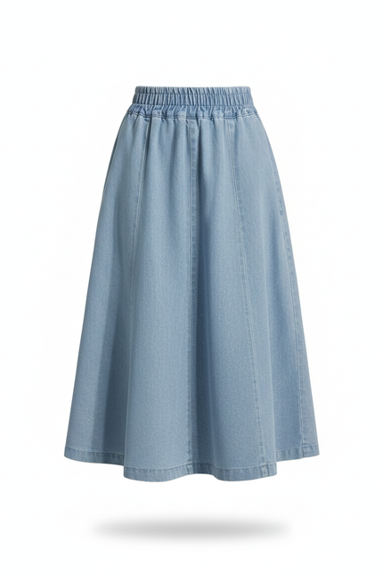 Jupe Jean Bleu Clair Taille Élastique Fluide