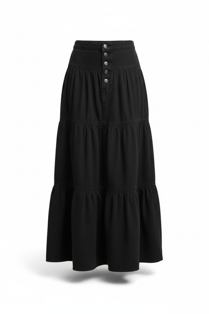Jupe Jean Noire Volants Bohème