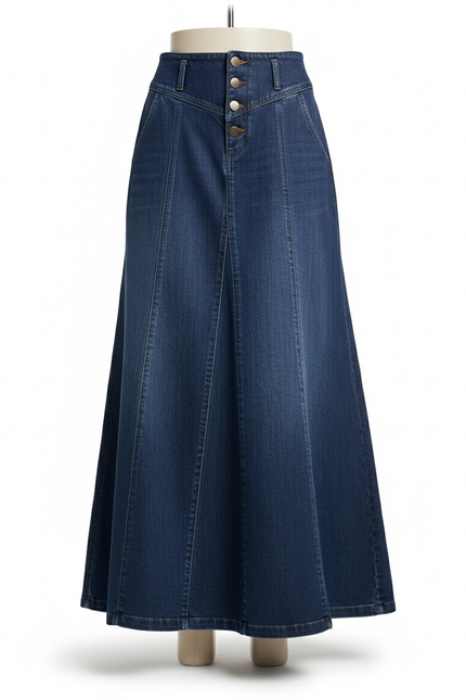 Jupe Jean Taille Haute Évasée Élégante