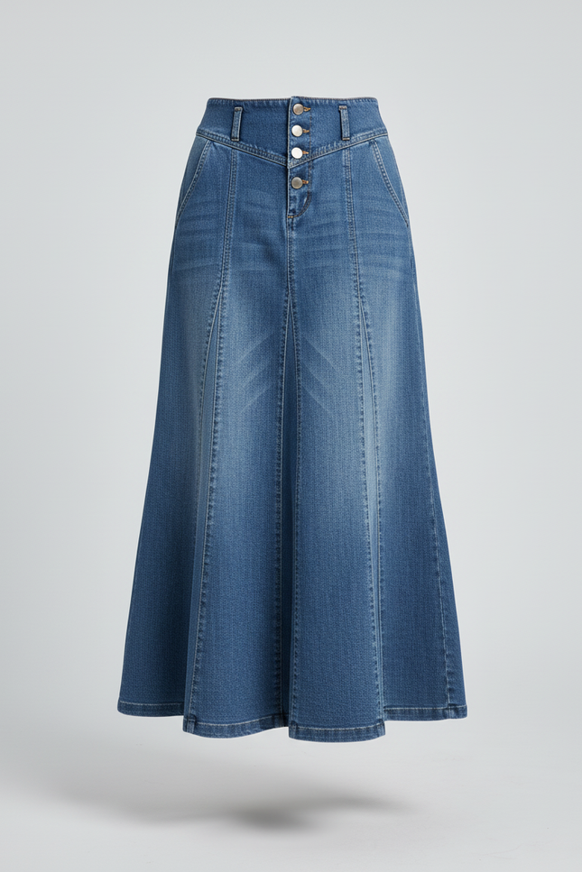 Jupe Jean Longue Évasée Chic