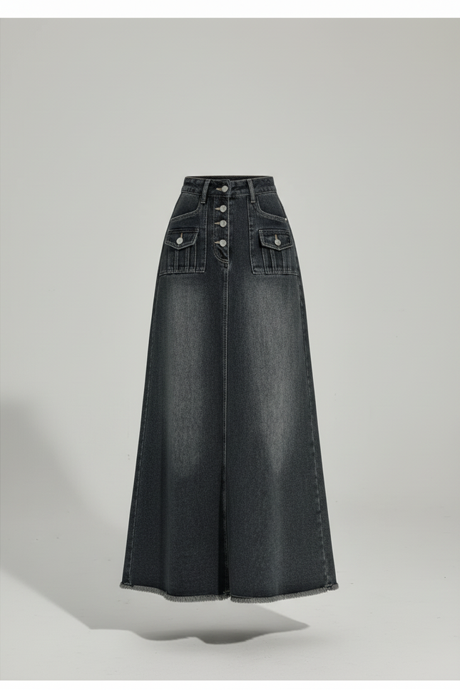 Jupe Jean Longue Boutonnée Chic