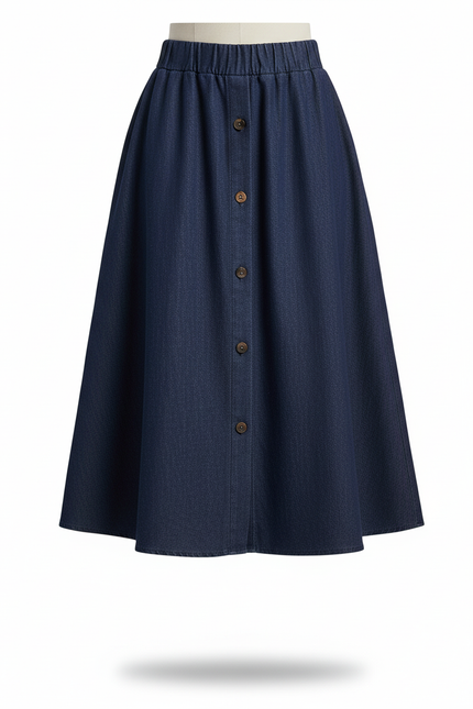 Jupe En Jean Avec Bouton Devant