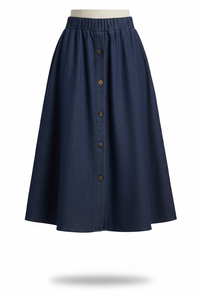 Jupe En Jean Avec Bouton Devant