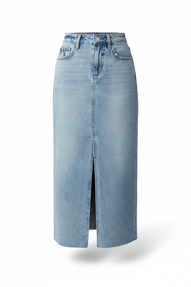 Jupe Jean Délavée Fendue Décontractée