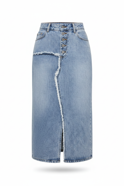 Jupe Jean Effilochée Fendue Décontractée
