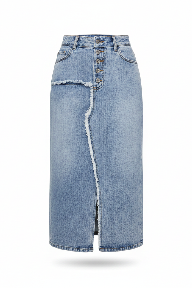 Jupe Jean Effilochée Fendue Décontractée