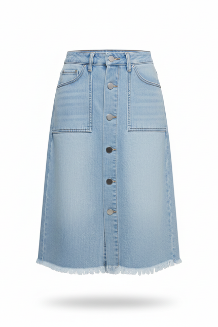 Jupe Jean Délavée Boutonnée Décontractée