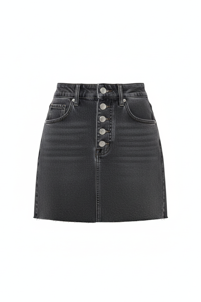 Jupe Jean Taille Haute Boutonnée Chic