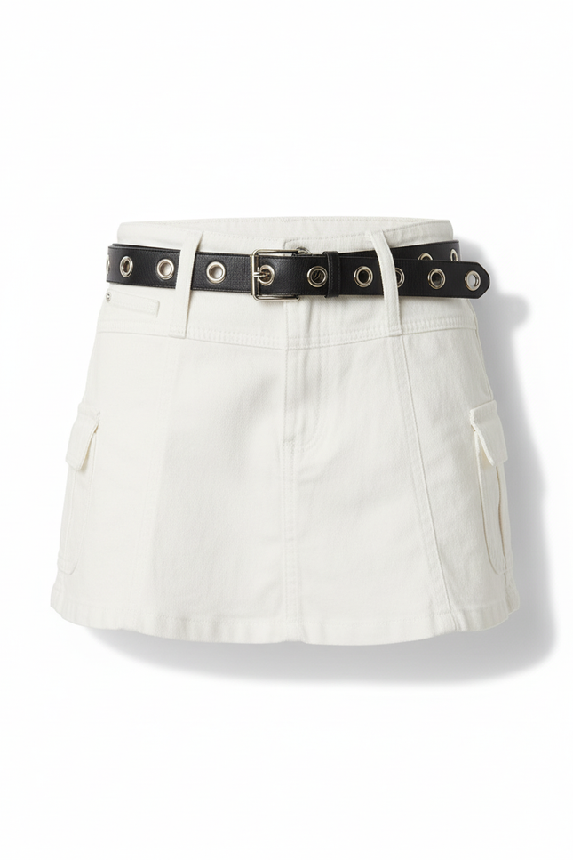 Jupe Jean Blanche Cargo Décontractée Quotidienne