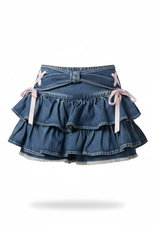 Jupe Jean Volants Bleue Chic