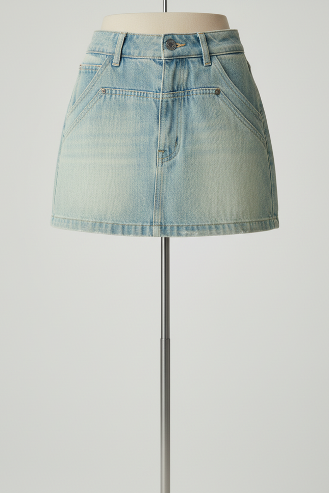 Jupe Jean Bleu Clair Délavée Décontractée