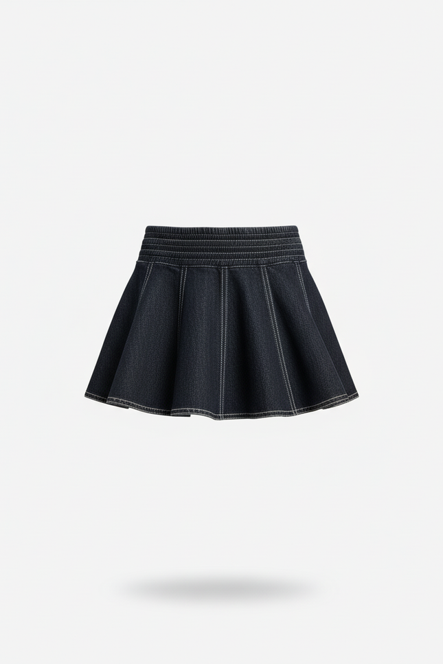 Jupe Jean Gris Foncé Plissée Décontractée