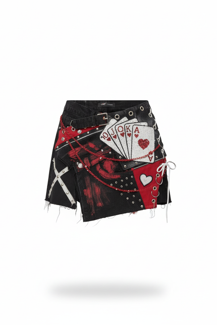 Jupe Jean Patchwork Asymétrique Gothique