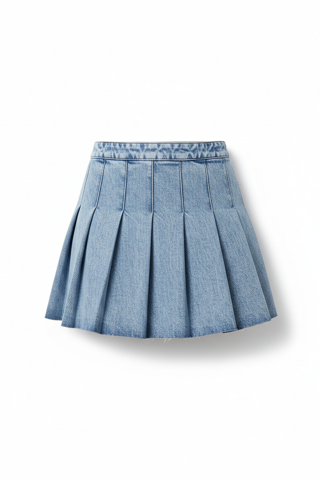 Jupe Jean Plissée Mini Décontractée