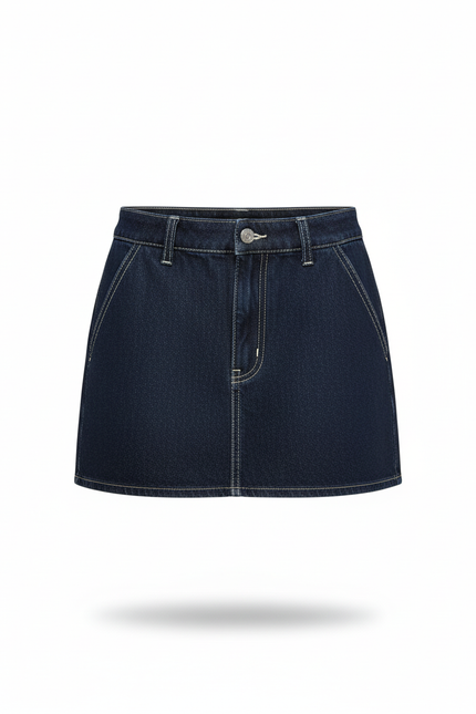 Jupe Jean Taille Haute A-Line Chic Structurée