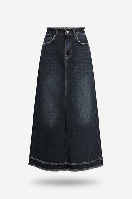 Jupe Jean Délavée Longue Décontractée