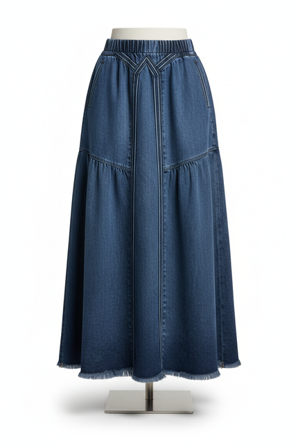 Jupe Jean Longue Évasée Fluide