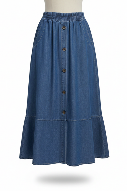 Jupe Jean Longue Évasée Fluide Bohème