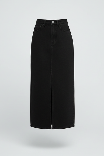 Jupe Jean Noire Fendue Élégante