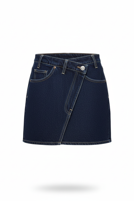 Jupe Jean Bleu Foncé Asymétrique Décontractée