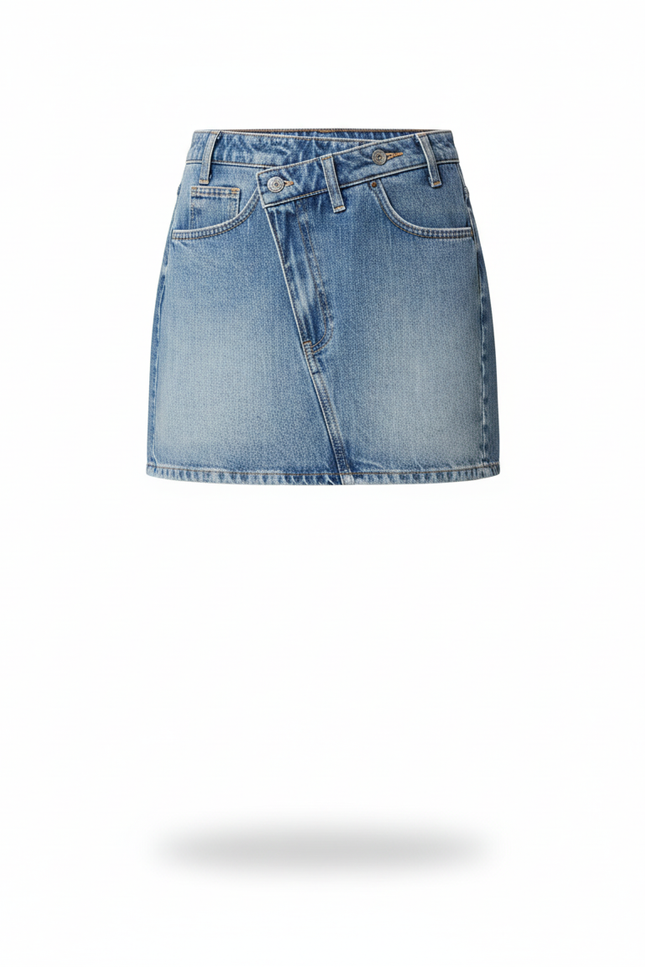 Jupe Jean Mini Taille Asymétrique Décontractée