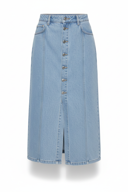 Jupe Jean Taille Haute Boutonnée Élégante