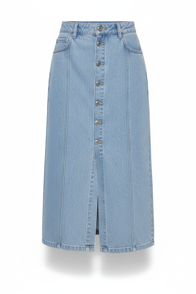 Jupe Jean Taille Haute Boutonnée Élégante