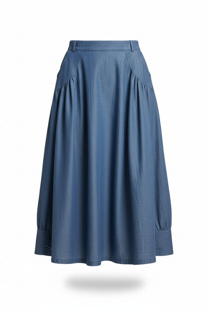 Jupe Jean Bleue Plissée Décontractée