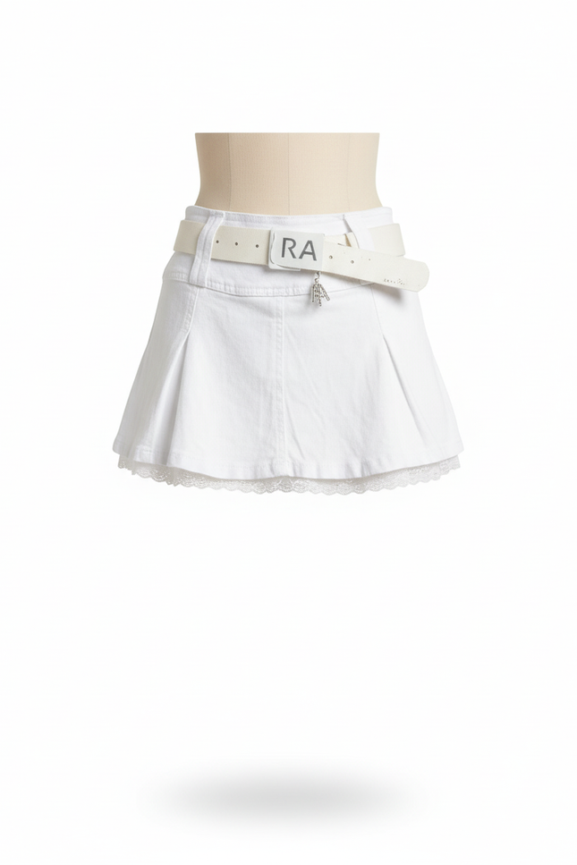 Jupe Jean Blanche Plissée Y2K