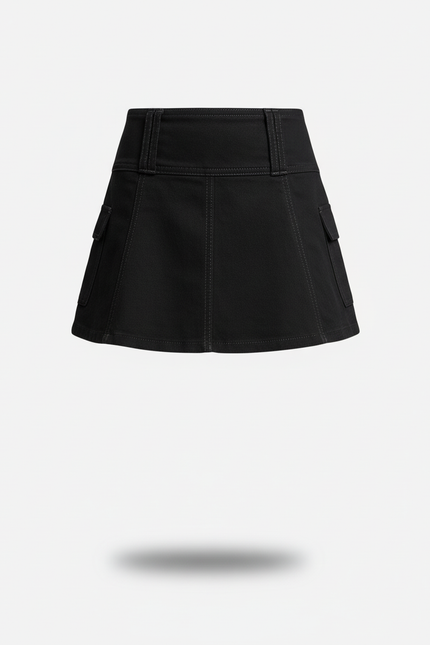 Jupe Jean Noire Mini Évasée Chic