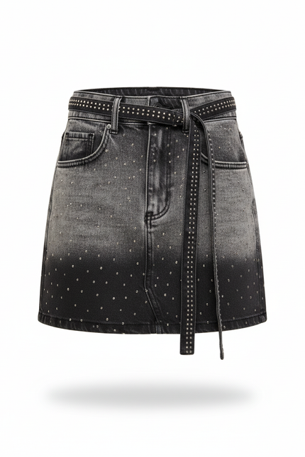 Jupe Jean Dégradée Cloutée Chic