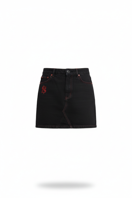 Jupe Jean Noire Brodée Chic