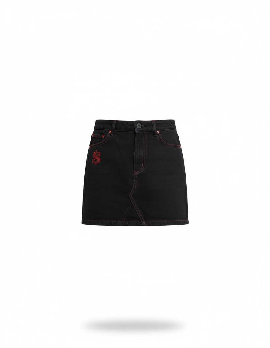 Jupe Jean Noire Brodée Chic