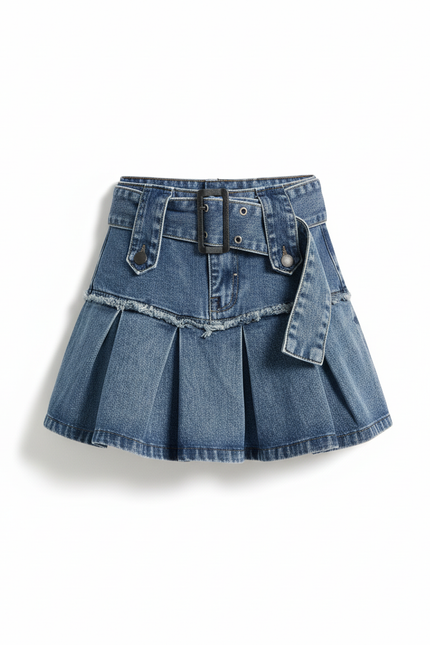 Jupe Jean Plissée Taille Haute Y2K